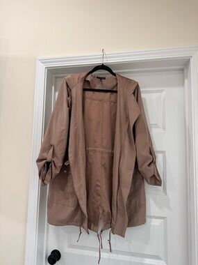 Women’s Brown Hooded Long Staccato Jacket Size L
